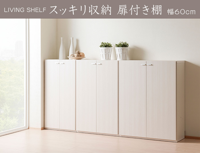 スッキリ収納 扉付き棚 シンプル 壁面収納 日本製 送料無料 壁面収納