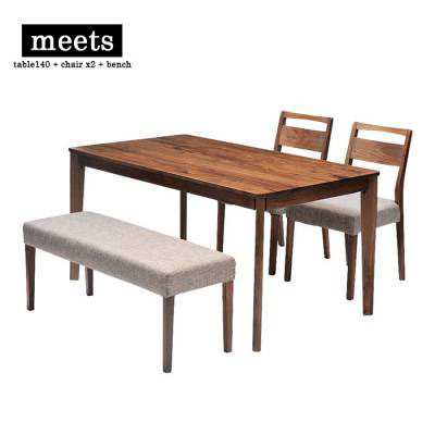 meetsdiningtablesettable140+chairx2+bench~[c_CjOe[uZbge[u110cm+`FA2rwalnutEH[ibg