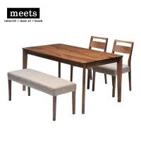 meetsdiningtablesettable140+chairx2+bench~[c_CjOe[uZbge[u110cm+`FA2rwalnutEH[ibg